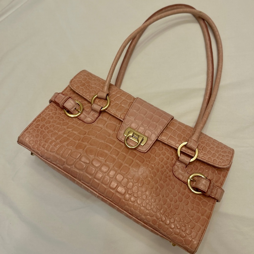 Lord and Taylor Leather Pink Crocodile Bag